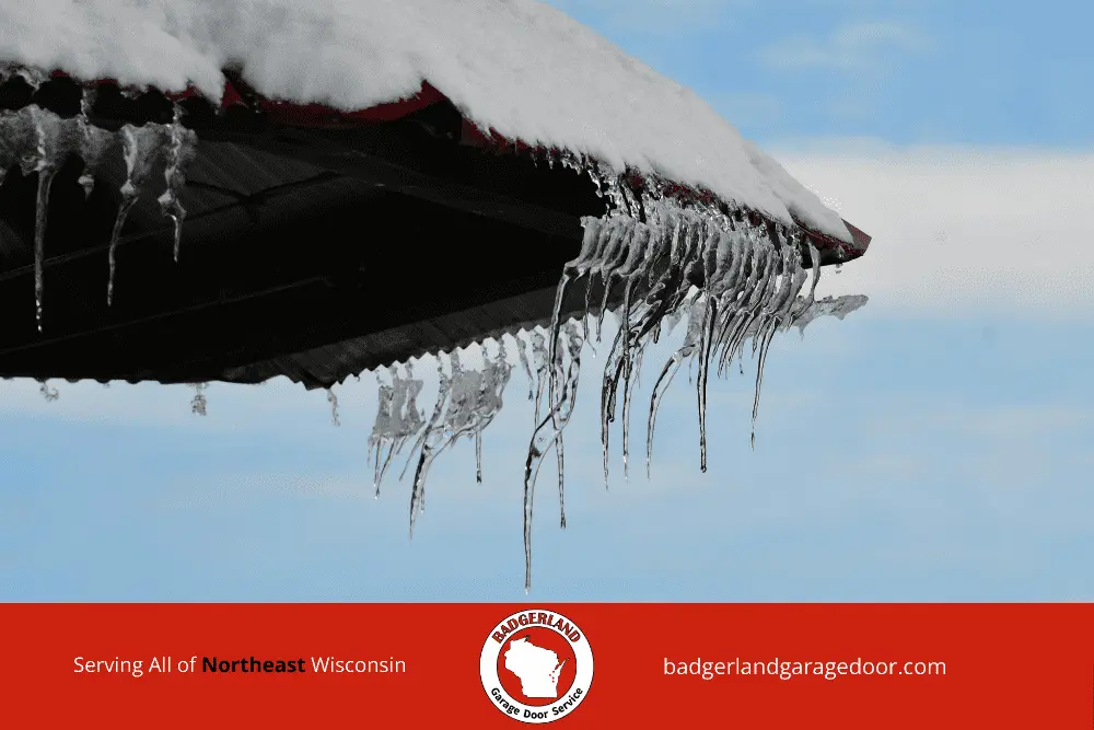 Frozen Garage Door_ How to Safely Unfreeze It Without Causing Damage-2 Icicles forming above garage can contribute to frozen doors and ice buildup. Bestland Garage Door Service.