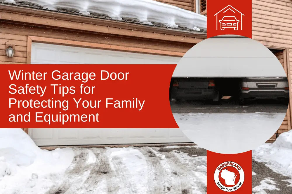 Winter garage door safety tips to protect your family and equipment with snow covered home. Bestland Garage Door Service.
