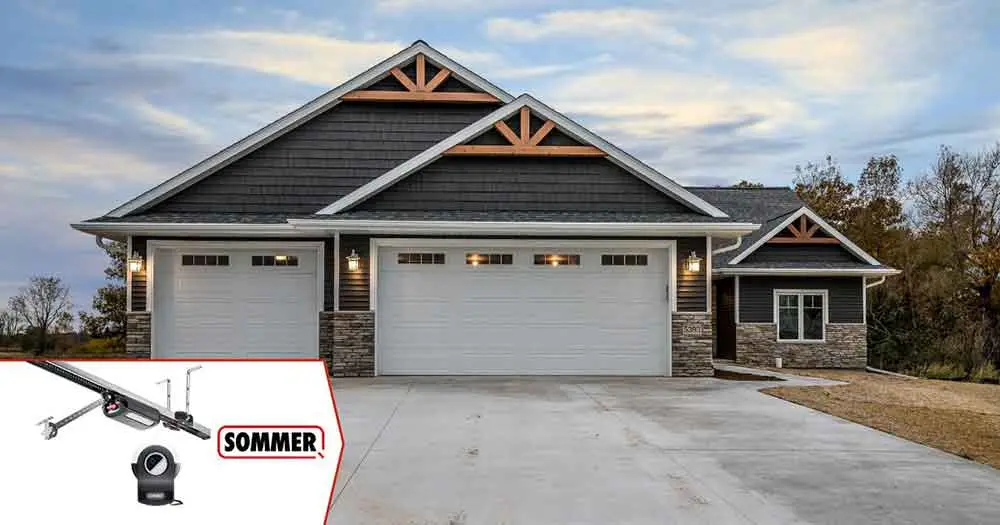 Modern home with a double garage, showcasing repair services available in Green Bay and Appleton.| Bestland Garage Door Service – Green Bay Garage Door Repair