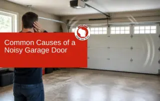 Man covering ears beside noisy garage door